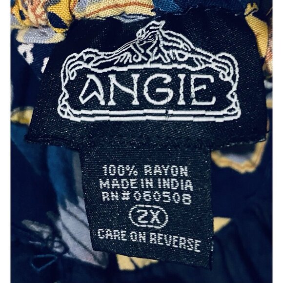 Angie Dress Womens 2X Boho Tropical Floral Tiered Maxi Strappy Hippie Beachy - Picture 5 of 6